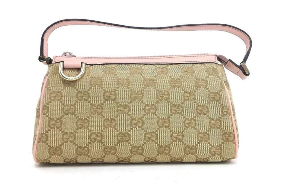 Gucci Monogram shoulder bag Leather beige GG pink